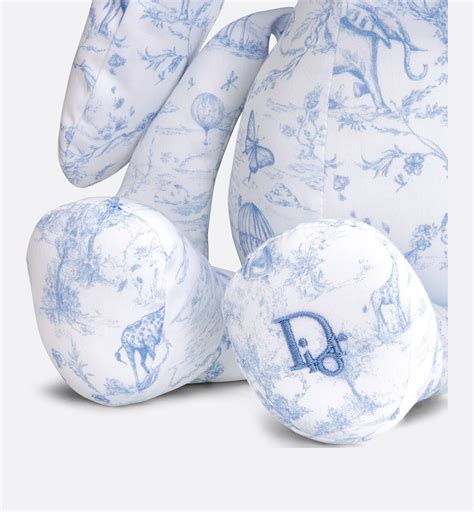 doudou dior lapin|Peluche lapin Satin de coton blanc imprimé Toile de Jouy bleu .